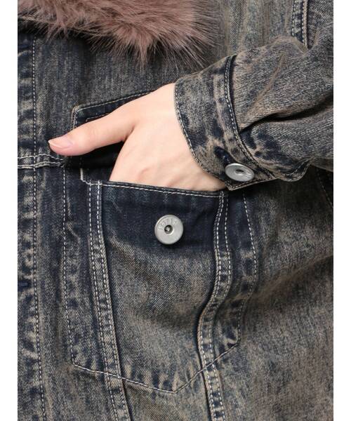 GYDA(ジェイダ)の「2WAY ECO FURショートデニムGジャン(デニムジャケット・レディース・ブルー/インディゴブルー・FREE)」の22枚目の写真