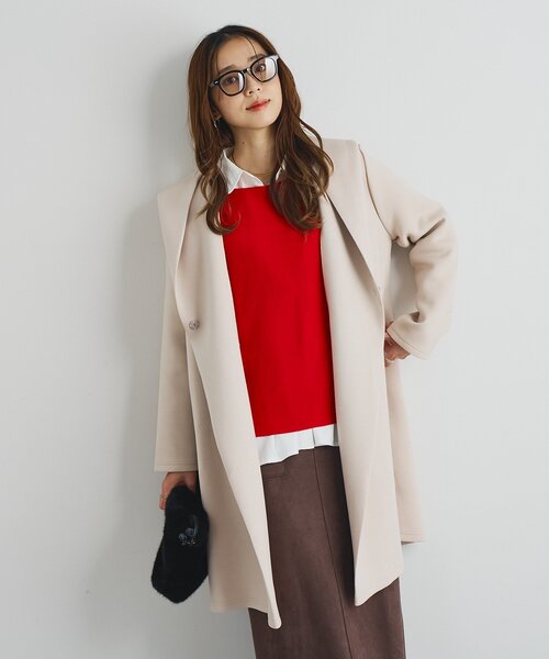 un dix cors（アンディコール）の「《デイリーに活躍》フーディーロングコート（ダッフルコート・レディース・ブラウン/ブラック/アイボリー・FREE）」の4枚目の写真