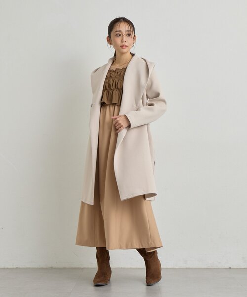 un dix cors（アンディコール）の「《デイリーに活躍》フーディーロングコート（ダッフルコート・レディース・ブラウン/ブラック/アイボリー・FREE）」の13枚目の写真