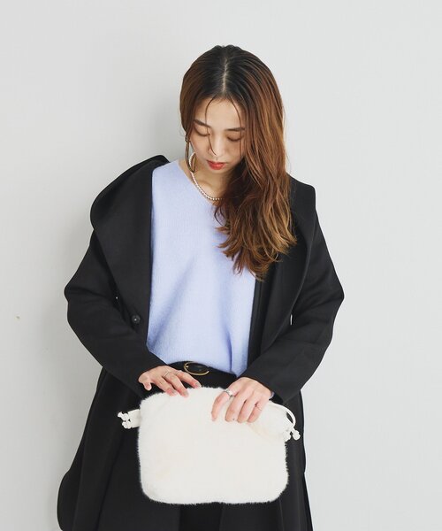 un dix cors（アンディコール）の「《デイリーに活躍》フーディーロングコート（ダッフルコート・レディース・ブラウン/ブラック/アイボリー・FREE）」の16枚目の写真