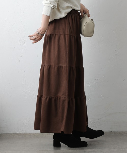 COLONY 2139(コロニートゥーワンスリーナイン)の「カットスエードティアードスカート(スカート・レディース・アイボリー/ブラウン・FREE)」の4枚目の写真