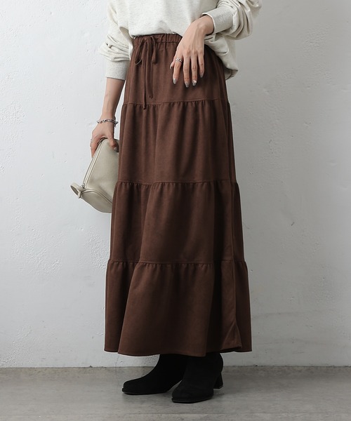 COLONY 2139(コロニートゥーワンスリーナイン)の「カットスエードティアードスカート(スカート・レディース・アイボリー/ブラウン・FREE)」の6枚目の写真
