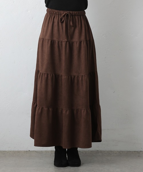 COLONY 2139(コロニートゥーワンスリーナイン)の「カットスエードティアードスカート(スカート・レディース・アイボリー/ブラウン・FREE)」の11枚目の写真