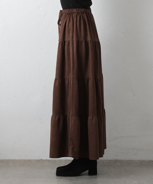 COLONY 2139(コロニートゥーワンスリーナイン)の「カットスエードティアードスカート(スカート・レディース・アイボリー/ブラウン・FREE)」の12枚目の写真