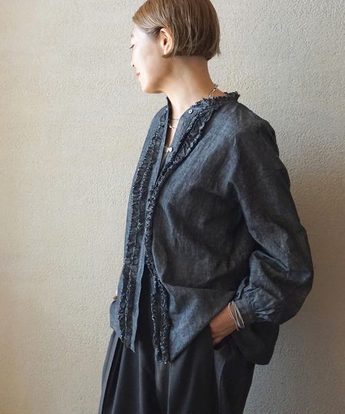 ジャーナルスタンダードラックス︎♥︎CLシャンブレーフリルブラウス シャツ CLシャンブレー フリルブラウス（シャツ/ブラウス）｜JOURNAL