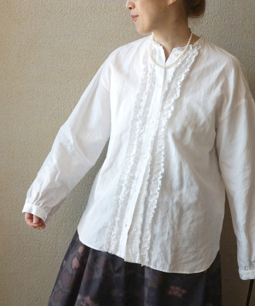 journal standard luxe シャンブレーフリルブラウス ホワイト journal standard luxe シャンブレーフリルブラウス ホワイト