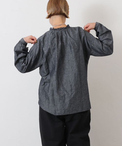 ジャーナルスタンダードラックス CLシャンブレーフリルシャツ コットンリネン CLシャンブレー フリルブラウス（シャツ／ブラウス）｜journal