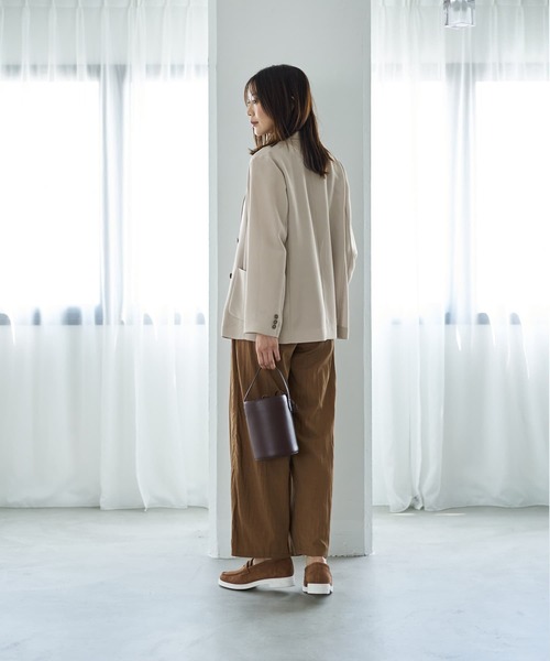 STYLE DELI(スタイルデリ)の「ストレッチメッシュ生地ダブルジャケット(テーラードジャケット・レディース・ブラウン系/グレイッシュベージュ・FREE)」の9枚目の写真