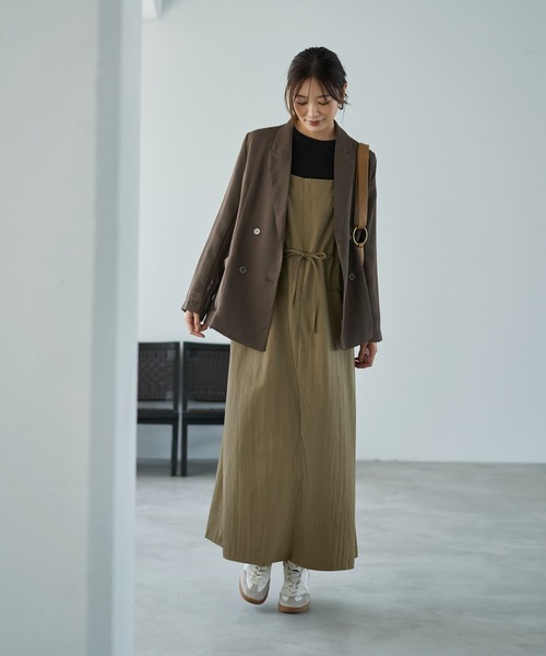 STYLE DELI(スタイルデリ)の「ストレッチメッシュ生地ダブルジャケット(テーラードジャケット・レディース・ブラウン系/グレイッシュベージュ・FREE)」の15枚目の写真
