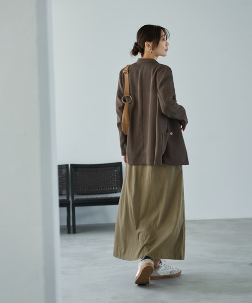 STYLE DELI(スタイルデリ)の「ストレッチメッシュ生地ダブルジャケット(テーラードジャケット・レディース・ブラウン系/グレイッシュベージュ・FREE)」の16枚目の写真