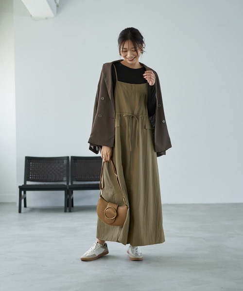 STYLE DELI(スタイルデリ)の「ストレッチメッシュ生地ダブルジャケット(テーラードジャケット・レディース・ブラウン系/グレイッシュベージュ・FREE)」の19枚目の写真