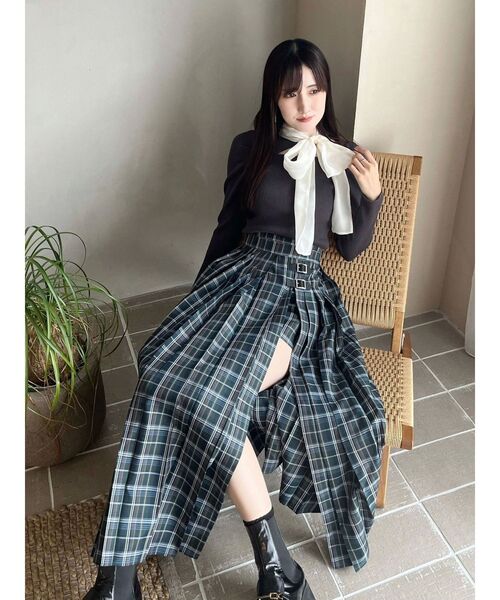 MERCURYDUO(マーキュリーデュオ)の「異素材リボンカットアウトニット(ニット/セーター・レディース・ブラック/ベビーピンク/チャコールグレー/ブルー/アイボリー/ピンク・FREE)」の7枚目の写真