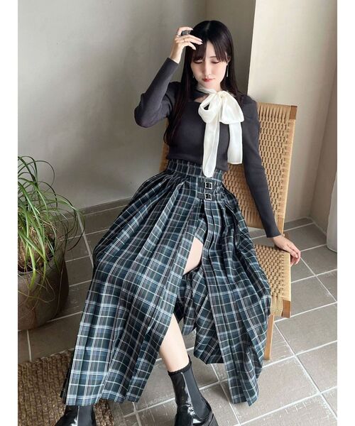 MERCURYDUO(マーキュリーデュオ)の「異素材リボンカットアウトニット(ニット/セーター・レディース・ブラック/ベビーピンク/チャコールグレー/ブルー/アイボリー/ピンク・FREE)」の8枚目の写真