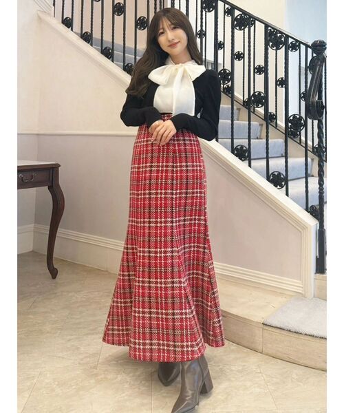 MERCURYDUO(マーキュリーデュオ)の「異素材リボンカットアウトニット(ニット/セーター・レディース・ブラック/ベビーピンク/チャコールグレー/ブルー/アイボリー/ピンク・FREE)」の17枚目の写真