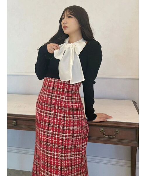 MERCURYDUO(マーキュリーデュオ)の「異素材リボンカットアウトニット(ニット/セーター・レディース・ブラック/ベビーピンク/チャコールグレー/ブルー/アイボリー/ピンク・FREE)」の19枚目の写真