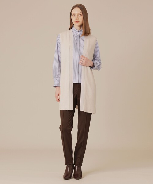 MACKINTOSH LONDON(マッキントッシュ ロンドン)の「スライトラスターストレッチシャギーコンビジレ(ベスト・レディース・ベージュ/ブラック・38)」の8枚目の写真