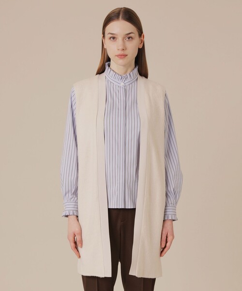 MACKINTOSH LONDON(マッキントッシュ ロンドン)の「スライトラスターストレッチシャギーコンビジレ(ベスト・レディース・ベージュ/ブラック・38)」の9枚目の写真