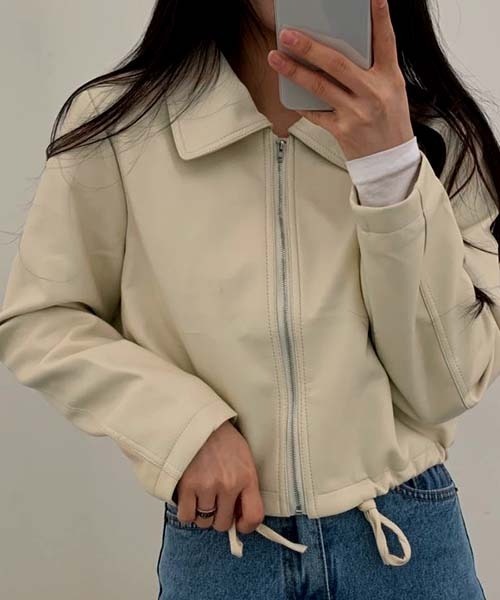 FREE STYLISTS(フリー スタイリスト)の「YUGA_YGMC Drawstring cropped jacket(ブルゾン・レディース・オフホワイト/ブラック・FREE)」の2枚目の写真