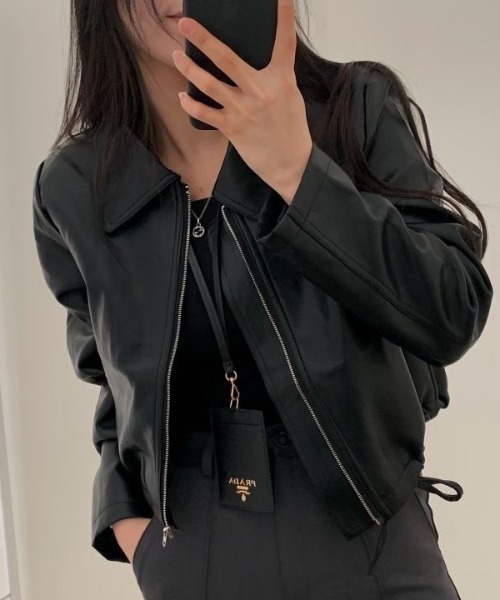 FREE STYLISTS(フリー スタイリスト)の「YUGA_YGMC Drawstring cropped jacket(ブルゾン・レディース・オフホワイト/ブラック・FREE)」の1枚目の写真