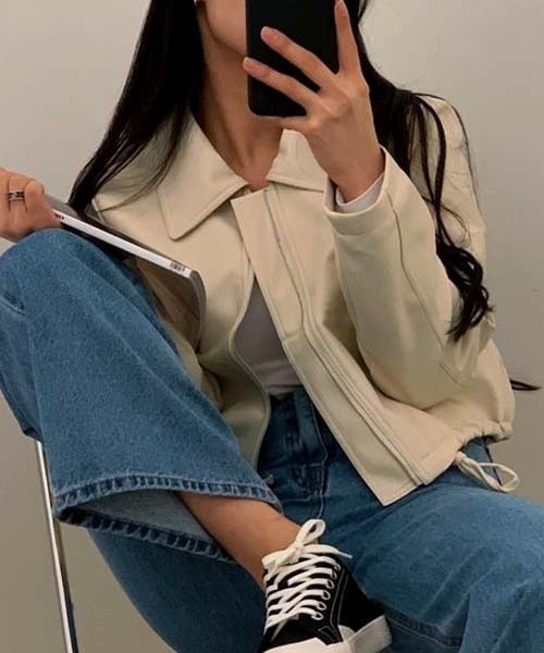FREE STYLISTS(フリー スタイリスト)の「YUGA_YGMC Drawstring cropped jacket(ブルゾン・レディース・オフホワイト/ブラック・FREE)」の20枚目の写真