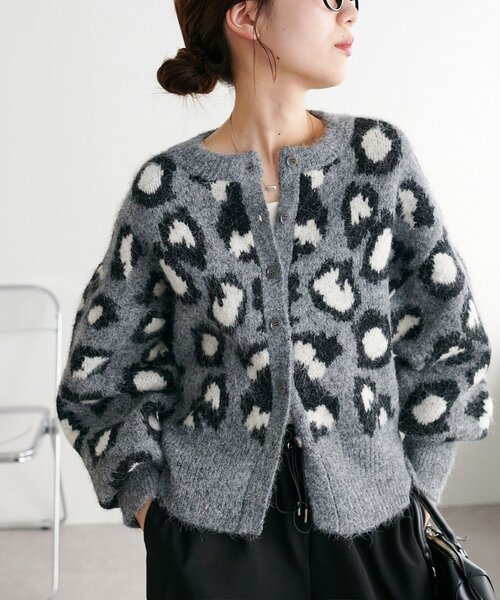 レオパードジャガードニットカーディガン（カーディガン/ボレロ