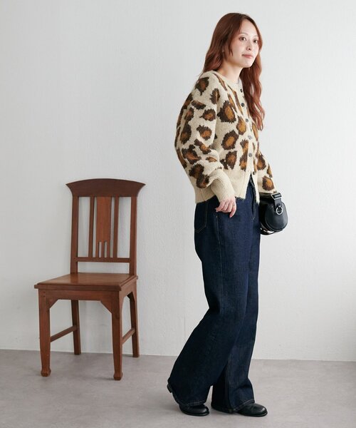 レオパードジャガードニットカーディガン（カーディガン/ボレロ