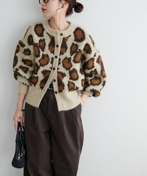レオパードジャガードニットカーディガン（カーディガン/ボレロ