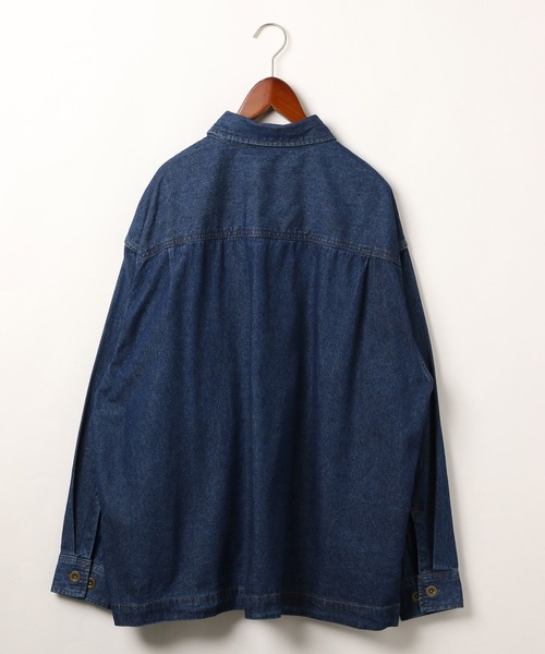 Dickies(ディッキーズ)の「【Dickies(ディッキーズ)】別注 ワークアウトBIGシャツ(シャツ/ブラウス・レディース・サックスブルー/ダークブルー・FREE)」の9枚目の写真