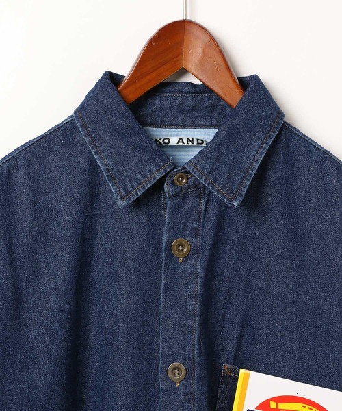 Dickies(ディッキーズ)の「【Dickies(ディッキーズ)】別注 ワークアウトBIGシャツ(シャツ/ブラウス・レディース・サックスブルー/ダークブルー・FREE)」の3枚目の写真