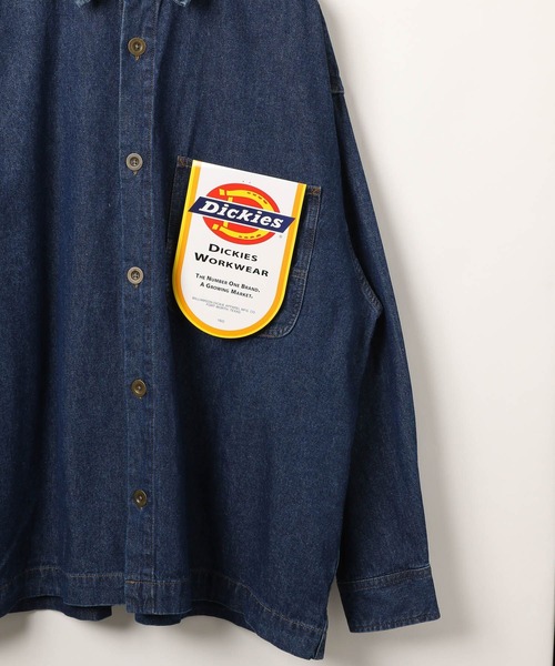 Dickies(ディッキーズ)の「【Dickies(ディッキーズ)】別注 ワークアウトBIGシャツ(シャツ/ブラウス・レディース・サックスブルー/ダークブルー・FREE)」の5枚目の写真