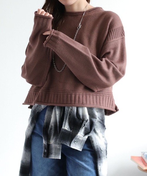 cepo（セポ）の「カシミアタッチクロップドニット〈ウォッシャブル〉（ニット/セーター・レディース・オフホワイト/ブラック/レッド/ブラウン/イエロー・M）」の4枚目の写真