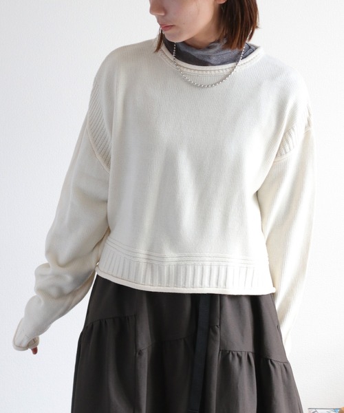cepo（セポ）の「カシミアタッチクロップドニット〈ウォッシャブル〉（ニット/セーター・レディース・オフホワイト/ブラック/レッド/ブラウン/イエロー・M）」の2枚目の写真