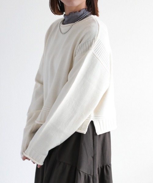 cepo（セポ）の「カシミアタッチクロップドニット〈ウォッシャブル〉（ニット/セーター・レディース・オフホワイト/ブラック/レッド/ブラウン/イエロー・M）」の11枚目の写真