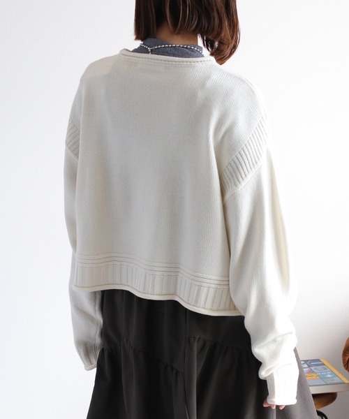 cepo（セポ）の「カシミアタッチクロップドニット〈ウォッシャブル〉（ニット/セーター・レディース・オフホワイト/ブラック/レッド/ブラウン/イエロー・M）」の12枚目の写真