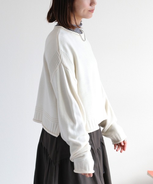 cepo（セポ）の「カシミアタッチクロップドニット〈ウォッシャブル〉（ニット/セーター・レディース・オフホワイト/ブラック/レッド/ブラウン/イエロー・M）」の13枚目の写真