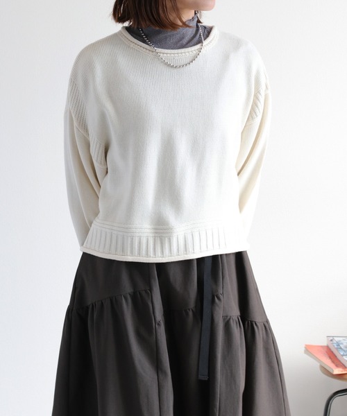 cepo（セポ）の「カシミアタッチクロップドニット〈ウォッシャブル〉（ニット/セーター・レディース・オフホワイト/ブラック/レッド/ブラウン/イエロー・M）」の14枚目の写真