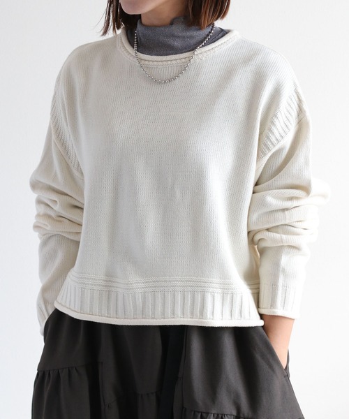 cepo（セポ）の「カシミアタッチクロップドニット〈ウォッシャブル〉（ニット/セーター・レディース・オフホワイト/ブラック/レッド/ブラウン/イエロー・M）」の15枚目の写真