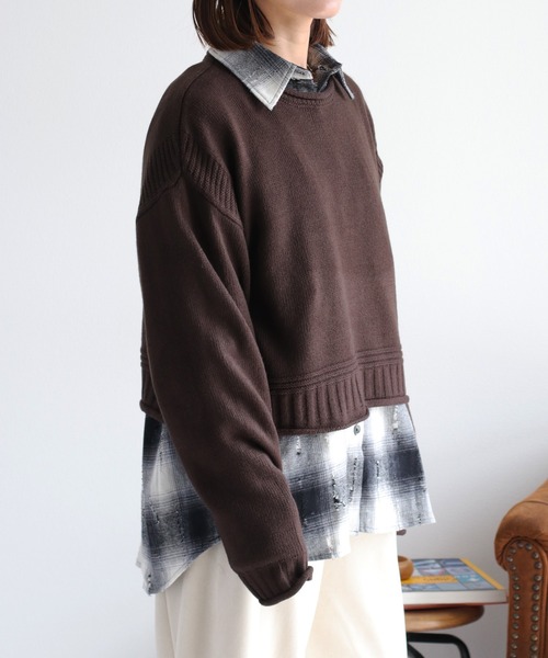 cepo（セポ）の「カシミアタッチクロップドニット〈ウォッシャブル〉（ニット/セーター・レディース・オフホワイト/ブラック/レッド/ブラウン/イエロー・M）」の22枚目の写真