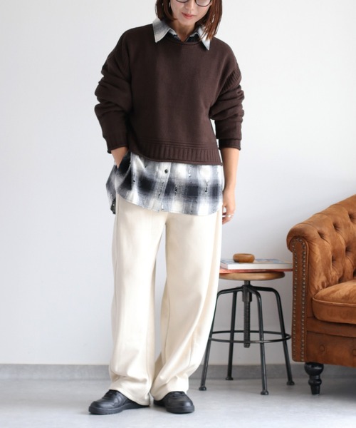 cepo（セポ）の「カシミアタッチクロップドニット〈ウォッシャブル〉（ニット/セーター・レディース・オフホワイト/ブラック/レッド/ブラウン/イエロー・M）」の16枚目の写真