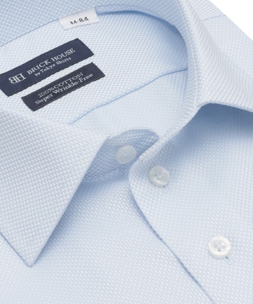 TOKYO SHIRTS(トウキョウシャツ)の「【超形態安定】 形態安定ノンアイロン ワイド 長袖ビジネスワイシャツ(ビジネスシャツ・メンズ・ブルー・首回り37cm-裄丈80cm/首回り39cm-裄丈80cm/首回り39cm-裄丈84cm/首回り41cm-裄丈82cm/首回り41cm-裄丈86cm/首回り42cm-裄丈82cm/首回り42cm-裄丈86cm/首回り43cm-裄丈82cm/首回り43cm-裄丈86cm/首回り37cm-裄丈84cm)」の3枚目の写真
