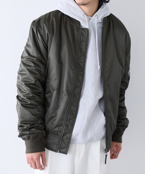 HAUS（ハウス）の「【HAUS】エステルツイル中綿MA-1 KMW-54811（MA-1・メンズ・ブラック/カーキ・LL/L/M）」の5枚目の写真