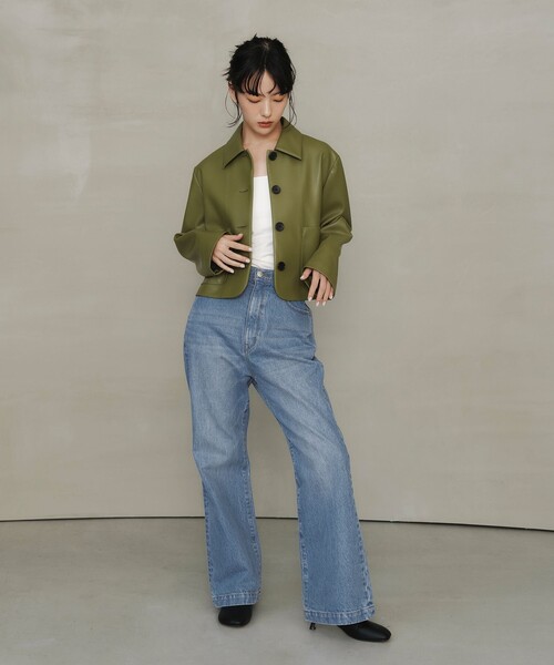 EMMEL REFINES(エメルリファインズ)の「<EMMEL REFINES>EM ハイウエスト ルーズ フレアデニム パンツ(デニムパンツ・レディース・ライトブルー/ネイビー・M/S/XS)」の1枚目の写真