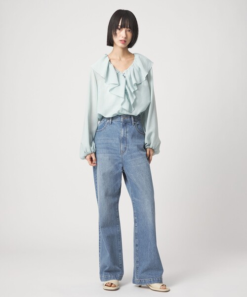 EMMEL REFINES(エメルリファインズ)の「<EMMEL REFINES>EM ハイウエスト ルーズ フレアデニム パンツ(デニムパンツ・レディース・ライトブルー/ネイビー・M/S/XS)」の22枚目の写真