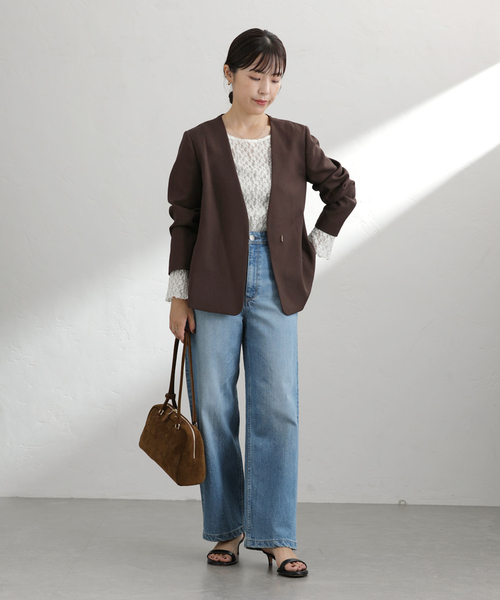 La TOTALITE（ラトータリテ）の「ノーカラーソフトジャケット（その他アウター・レディース・ブラック/ブラウン・36/38）」の4枚目の写真