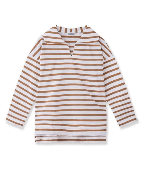 LA MARINE FRANCAISE（マリン フランセーズ）の「バスク天竺セーラープルオーバー（Tシャツ/カットソー・レディース・キャメル/グリーン/ブラック・FREE）」の3枚目の写真