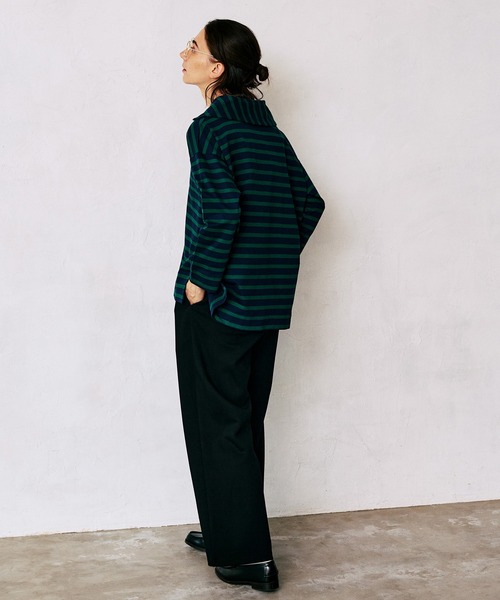 LA MARINE FRANCAISE（マリン フランセーズ）の「バスク天竺セーラープルオーバー（Tシャツ/カットソー・レディース・キャメル/グリーン/ブラック・FREE）」の5枚目の写真