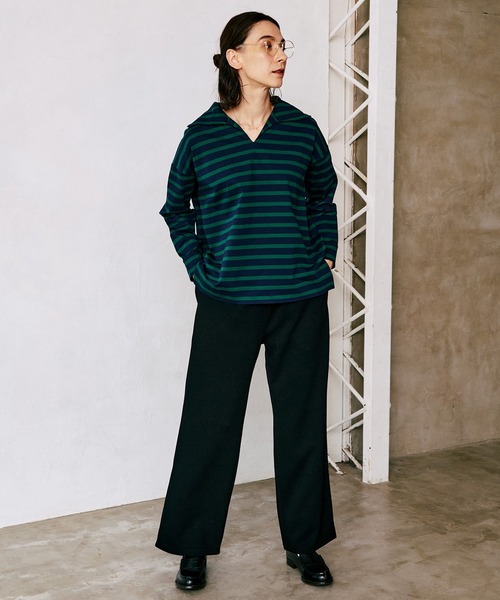 LA MARINE FRANCAISE（マリン フランセーズ）の「バスク天竺セーラープルオーバー（Tシャツ/カットソー・レディース・キャメル/グリーン/ブラック・FREE）」の4枚目の写真