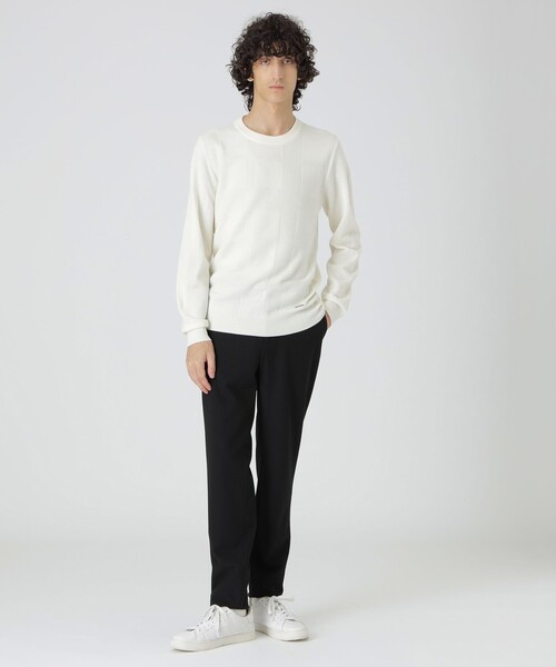 シャドーチェッククルーネックニット（ニット/セーター）｜BLACK LABEL