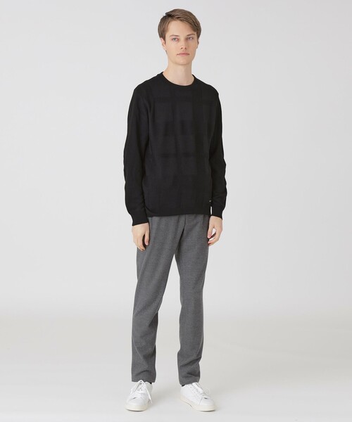 シャドーチェッククルーネックニット（ニット/セーター）｜BLACK LABEL