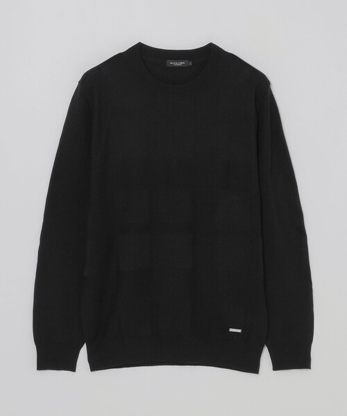 シャドーチェッククルーネックニット（ニット/セーター）｜BLACK LABEL